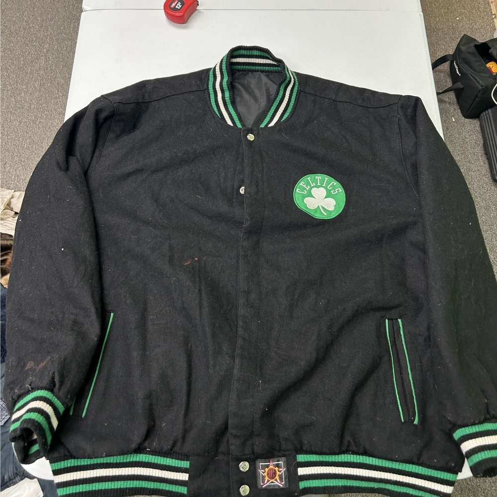 Jh Design Boston Celtics Varsity Jacket Mens 4XL Black Green Wool Blend